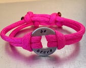 BE BRAVE Bracelet - Personalized One Washer Double Strap Paracord Bracelet