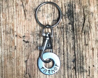 PARENT Keychain - Personalized One Washer Keychain  - Father's Day, Child's Names, Sport Mom/Dad, Military etc