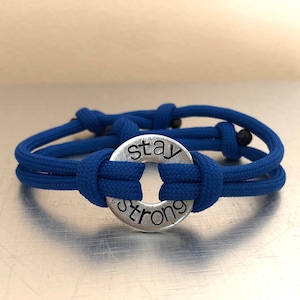 STAY STRONG Adjustable Bracelet - Personalized One Washer Double Strap Paracord Bracelet