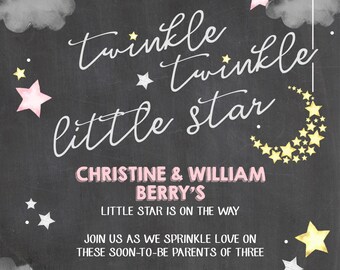 Twinkle, Twinkle Little Star Customizable Baby Shower Invitation, digital printable 5x7