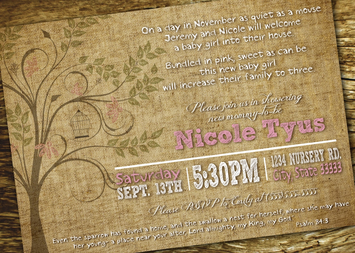 Organic/nature/woodsie Customizable Baby Shower Invitation Etsy