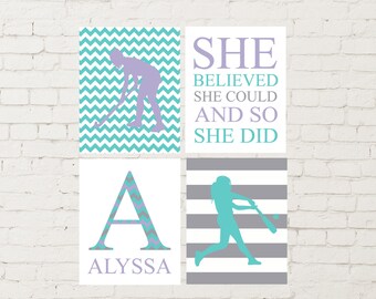 rainbow colors wall art rainbow colors room decor set of 6 Lacrosse girl teen girl room wall art basketball field hockey art print