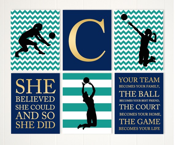 Girl Volleyball Player Volleyball Room Decor Inspirational Etsy