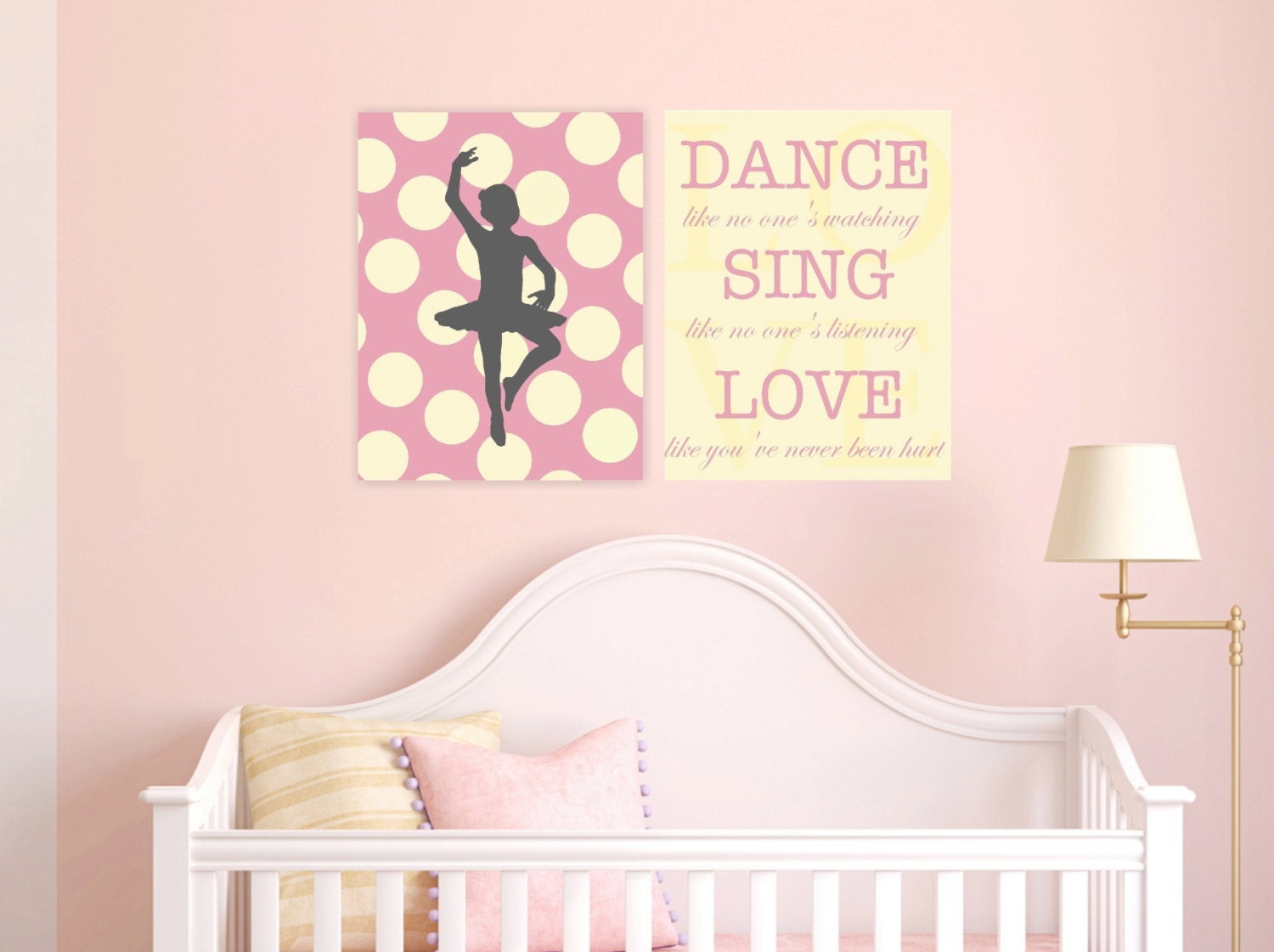 Nursery Art Baby Girl Nursery Ballerina Nursery Polka Dot Etsy