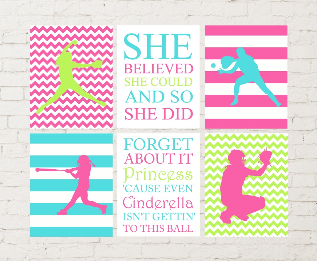 Softball Gifts, Girls Sports Room Decor, Girls Room Art, Softball