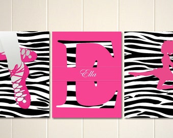 Girls wall art, Irish dancer, Irish dance soft shoes. Irish wall art, zebra, teen girl art. set of 3 prints