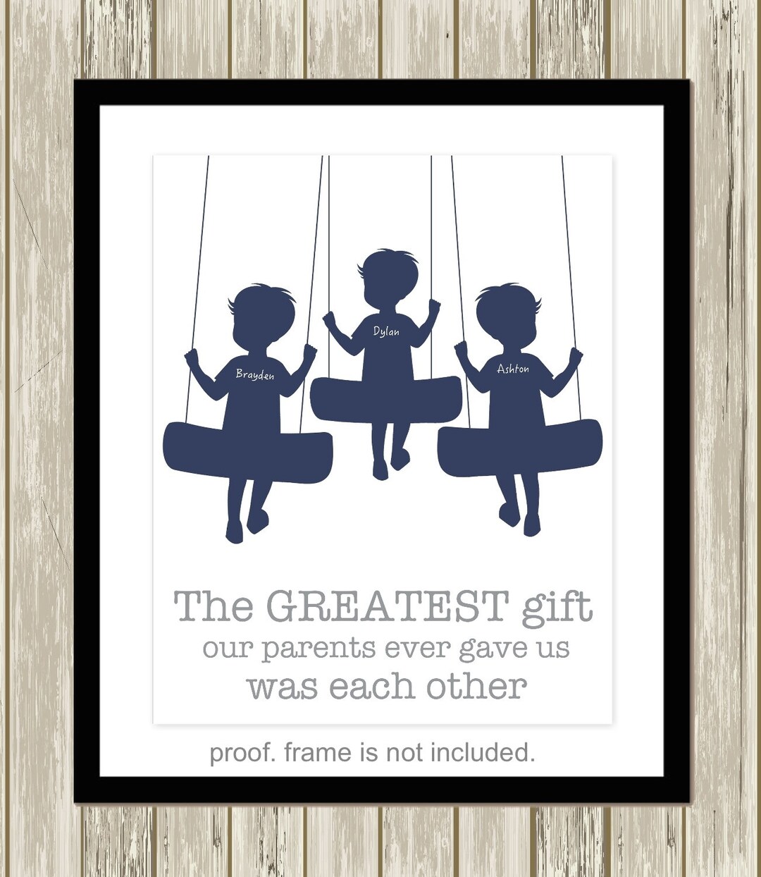 Three Brothers Wall Art, Playroom Wall Art, Siblings Wall Art, Brothers