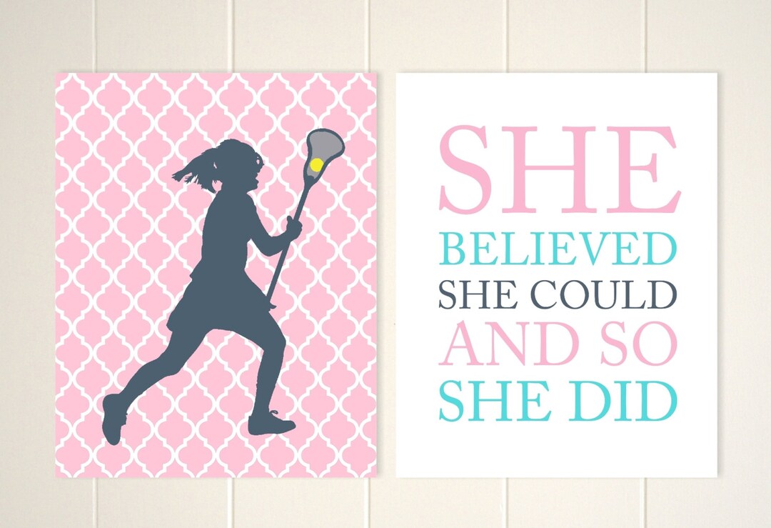 Lacrosse Wall Art, Girls Room Wall Art, Lacrosse Room Decor