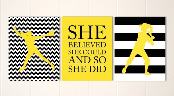 Girls Softball Wall Art Girls Wall Art Girls Room Decor Etsy