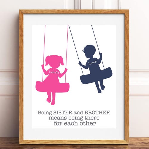 Sister Wall Art Siblings Art Shared Room Decor Playroom Etsy