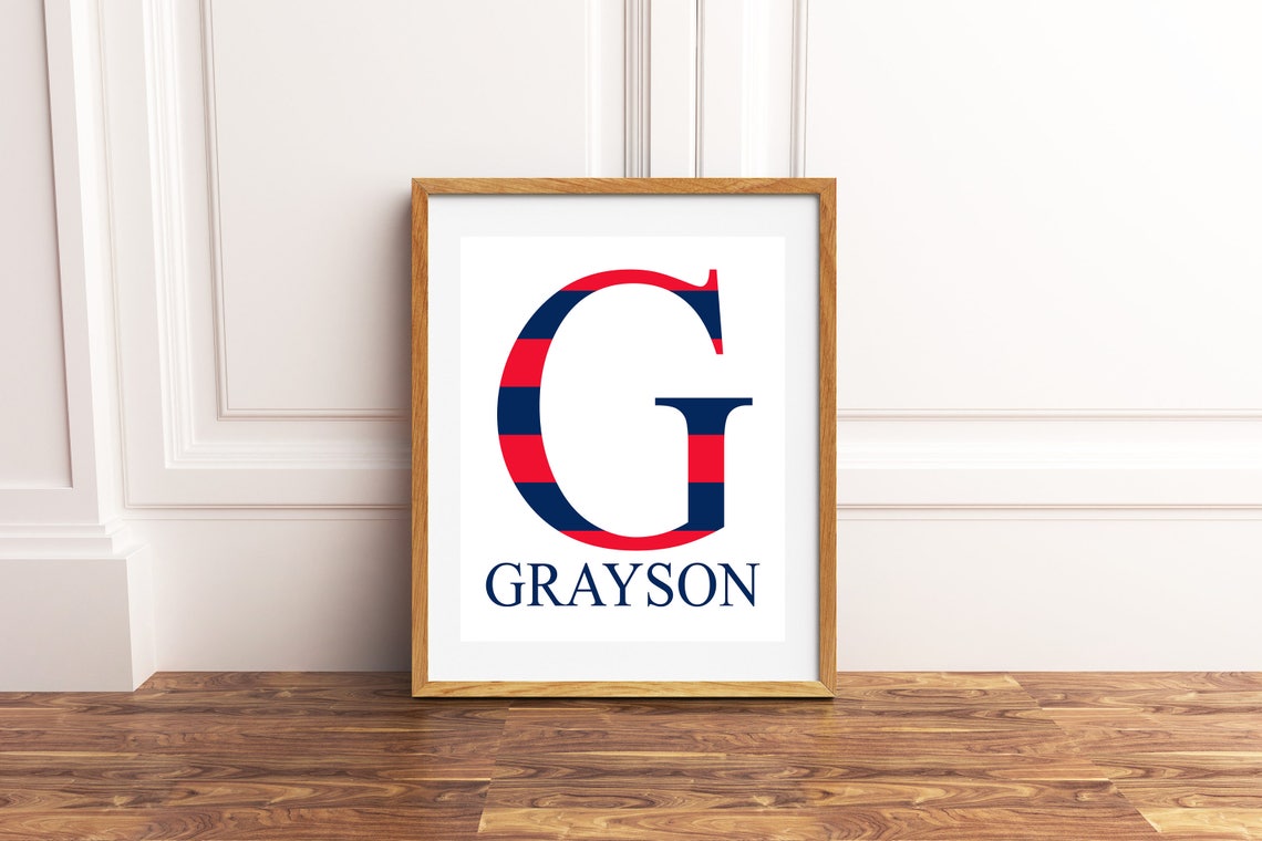 Boy Monogram Custom Name Art Boys Bedroom Decor Boys Room | Etsy