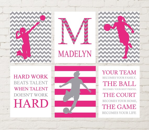 Basketball Mädchen Volleyball Wand Kunst Fußballspieler Etsy
