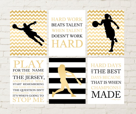 Teen Girl Gift, Sports Wall Art, Inspirational Art for Girl, Basketball,  Softball, Soccer Girl, Girls Wall Art, Custom Kids Art, Set of 6 