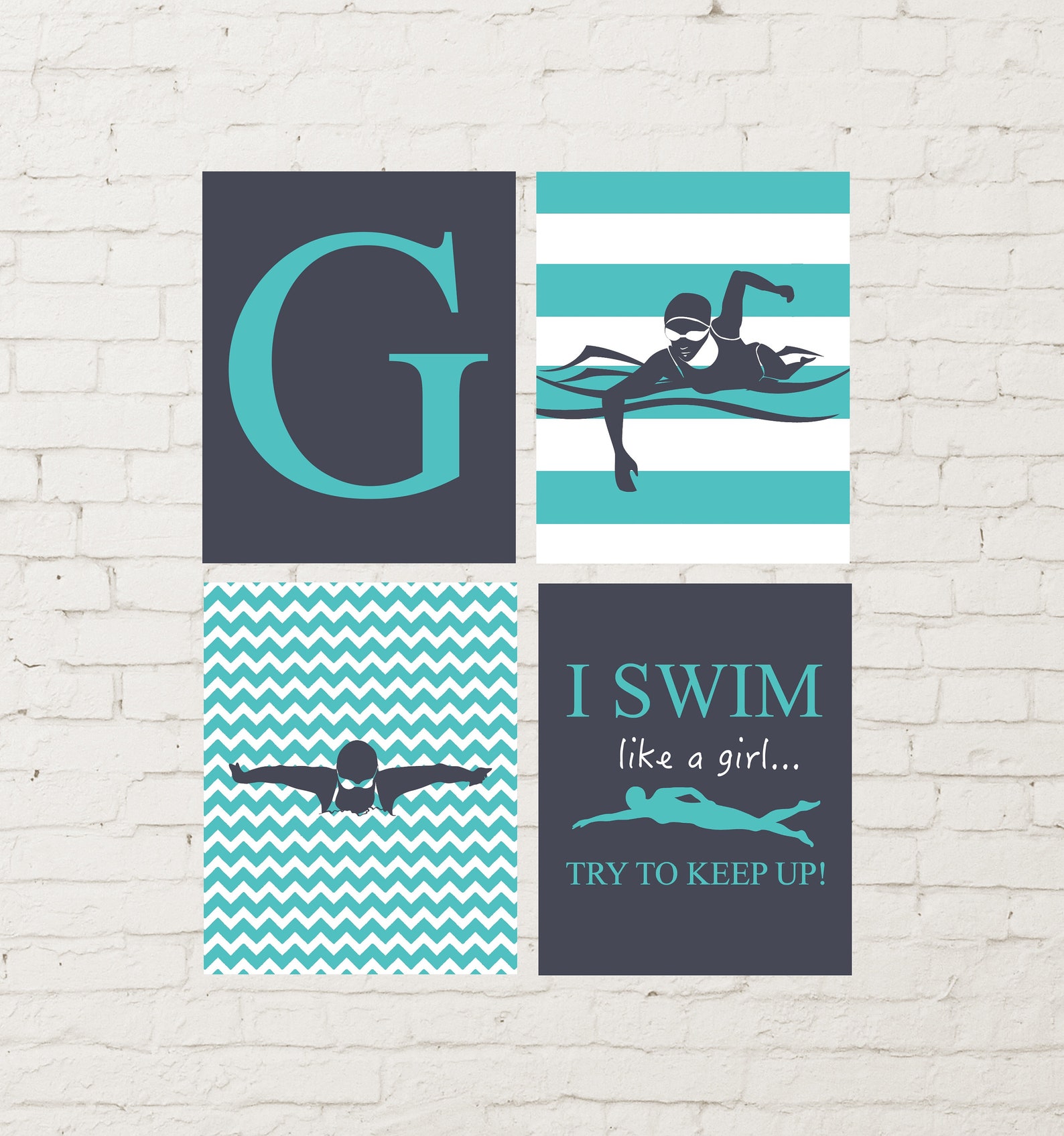 Female Swimmer Swimmer Wall Art Swimming Sports Art I Swim Etsy
