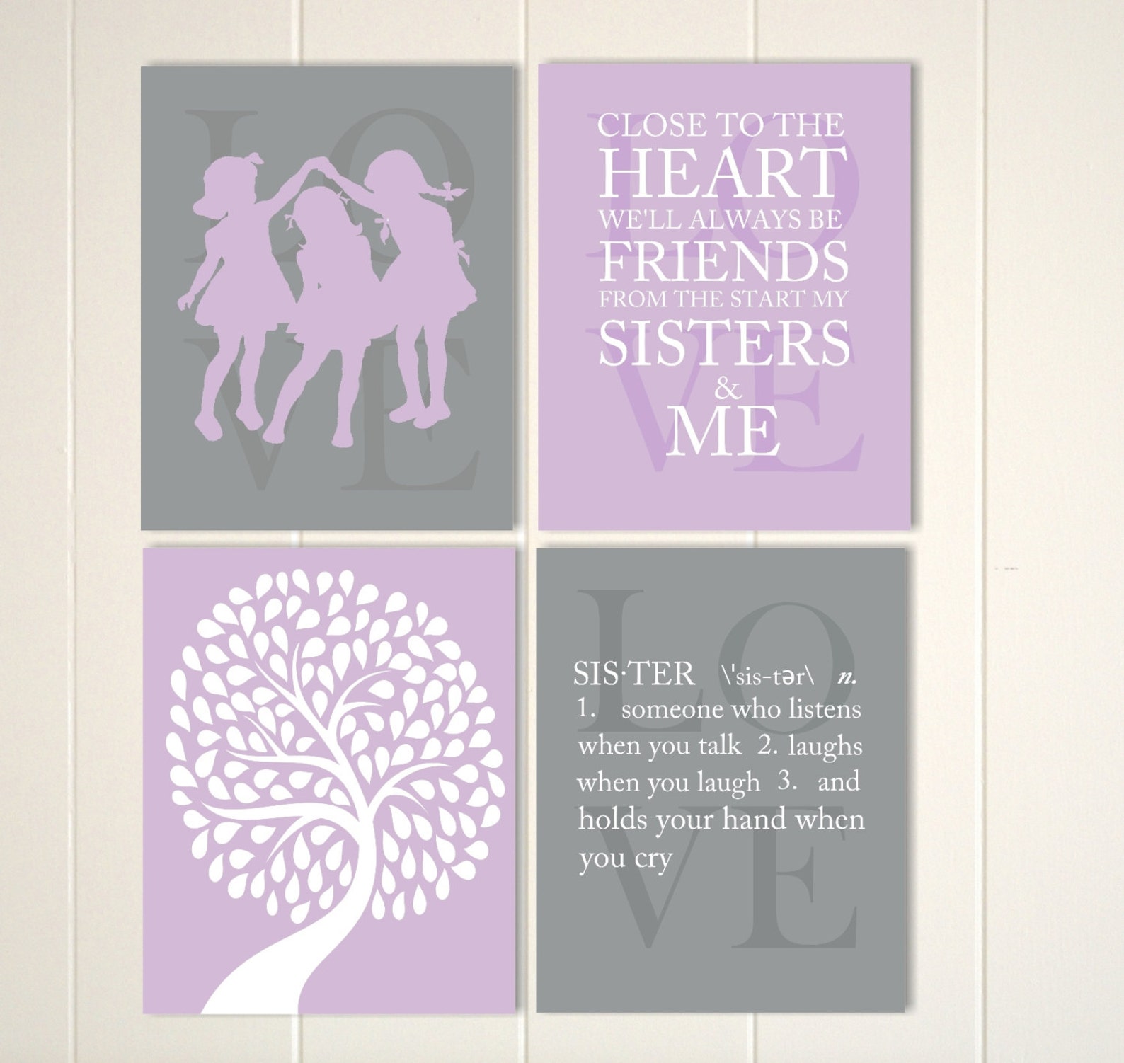 Three Sisters Wall Art Siblings Art Girls Wall Art Friends Etsy