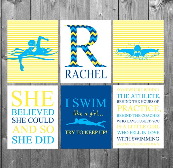 Swimming Pool Decor Gifts For Swimmers Girls Bedroom Decor Girls Wall Art I Swim Like A Girl Girl Gift Teen Art Dorm Room Decor