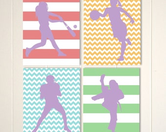 Mädchen-Basketball-Wand-Kunst, Mädchen-Karate-Wand-Kunst, Fußball-Wand-Kunst, Softball Mädchen Zimmer Dekor, Mädchen Wandkunst, benutzerdefinierte Farben