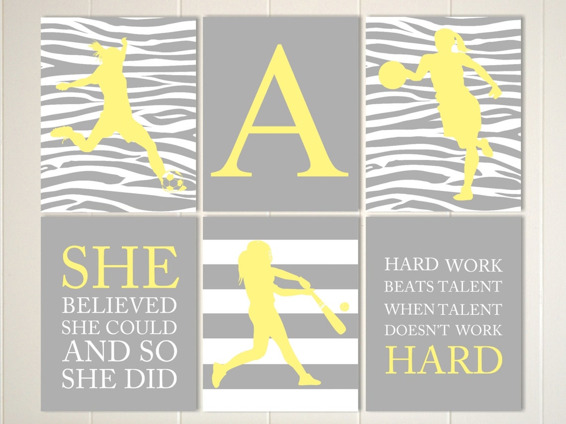 Basketball Wall Art Soccer Girl Wall Art Softball Zebra Etsy