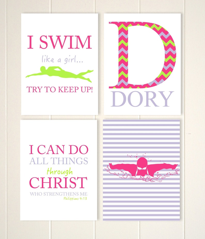 Girl Swimmer Wall Art Swimming Wall Art Girls Motivational Etsy