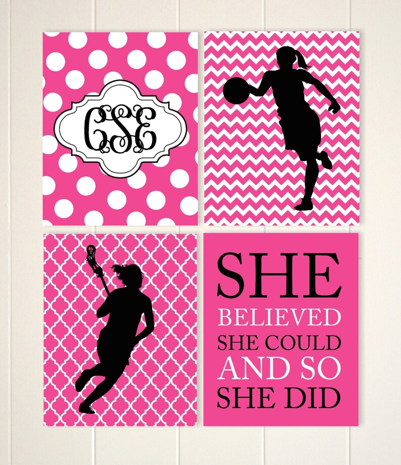 Monogram Girls Lacrosse Wall Art Lacrosse Room Decor Girls Etsy