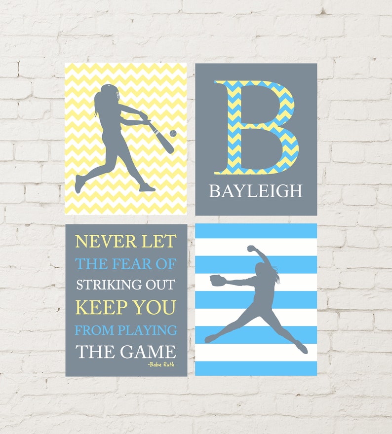 Softball Room Decor Softball Wall Art Girls Sports Art Etsy