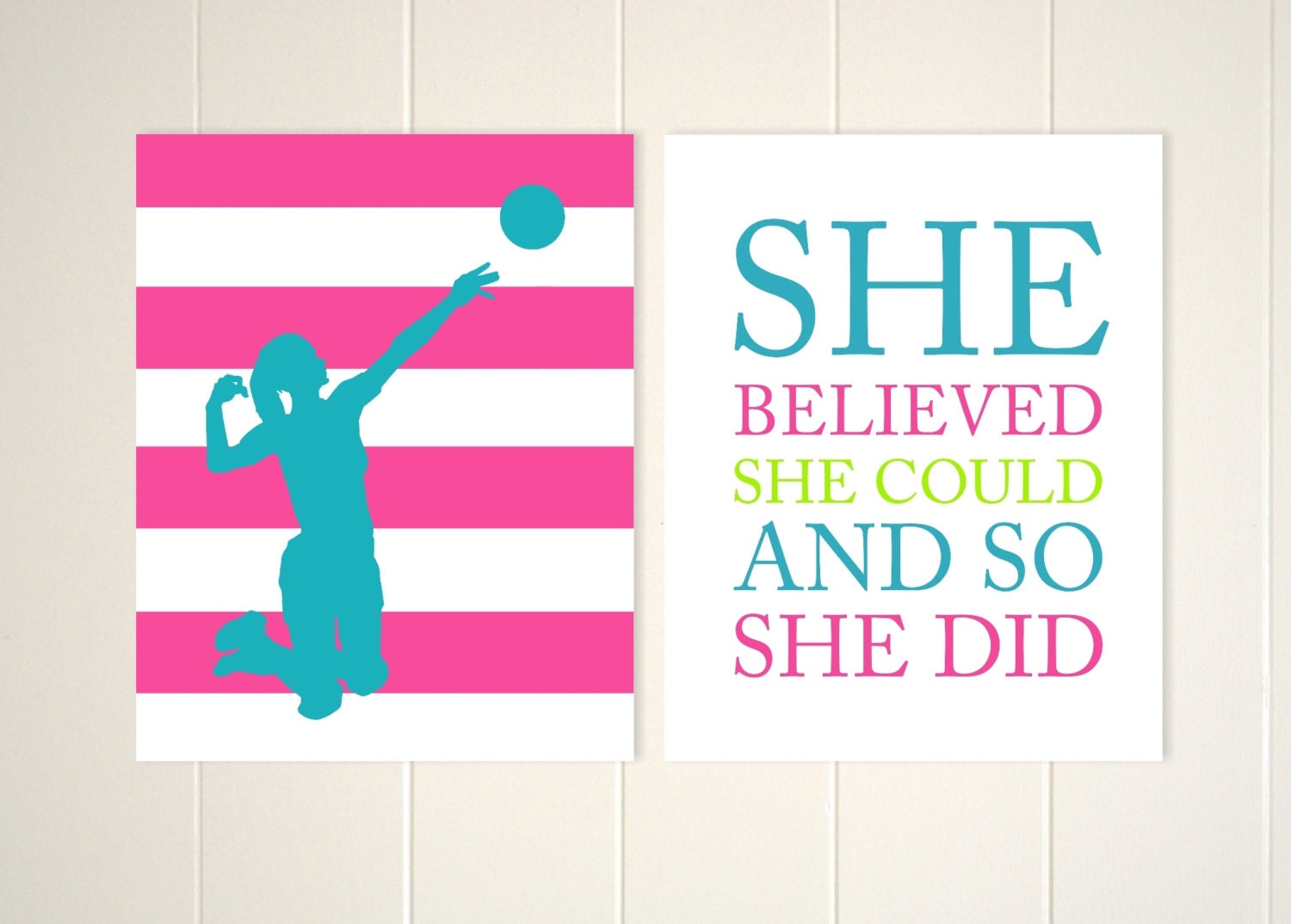 Volleyball Girl Wall Art Volleyball Room Decor. She Believed Etsy