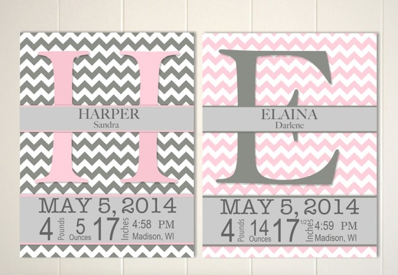 custom colors welcome baby girl nursery trellis nursery art pattern nursery art Birth details wall art grey nursery