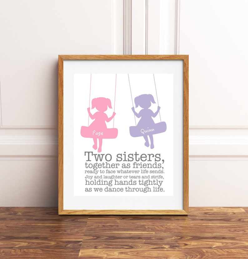 Sisters Wall Art Sisters Shared Room Twin Girls Wall Art Etsy
