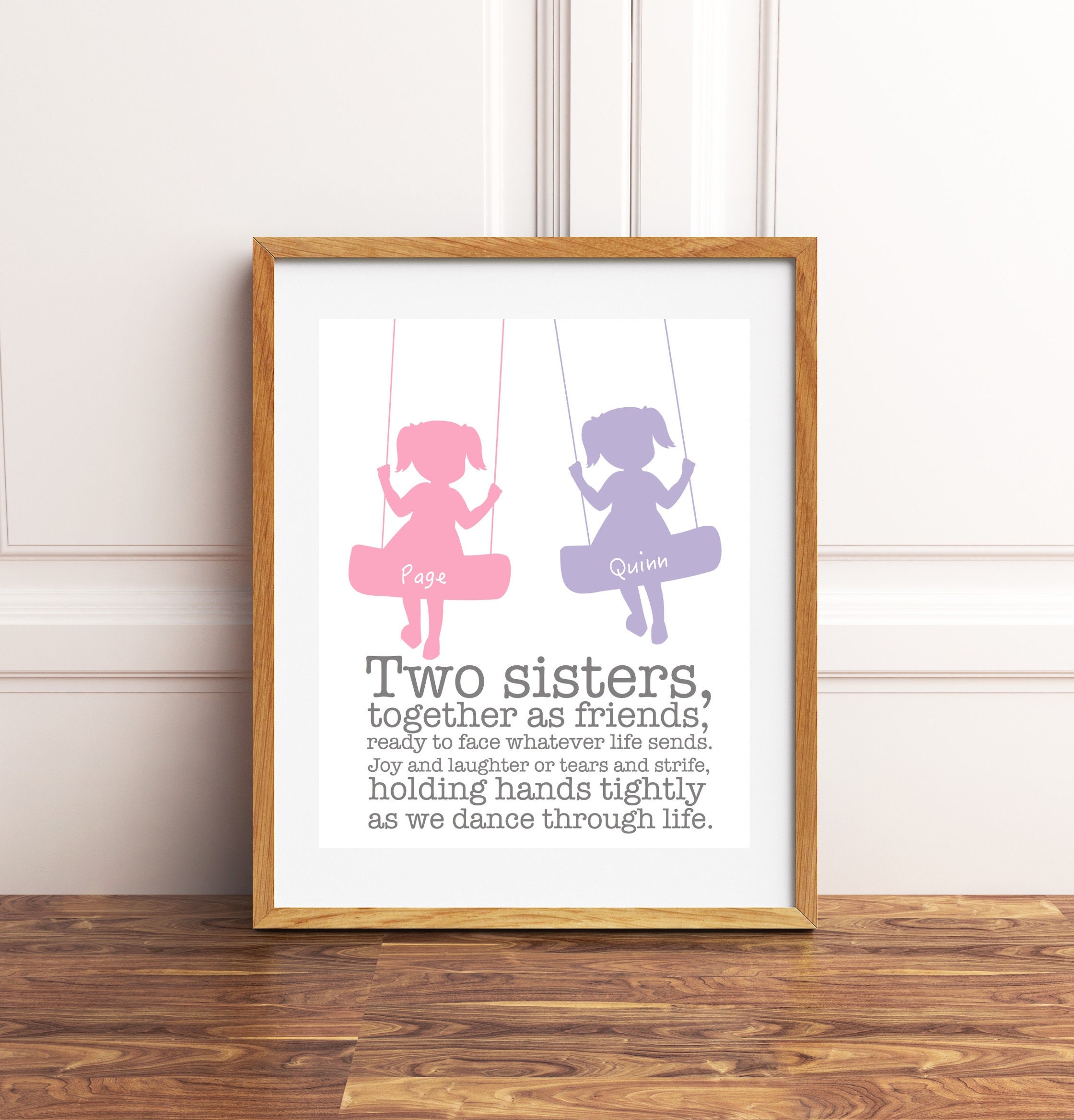 Sisters Wall Art, Two Sisters, Twin Girls Wall Art, Sister Shared