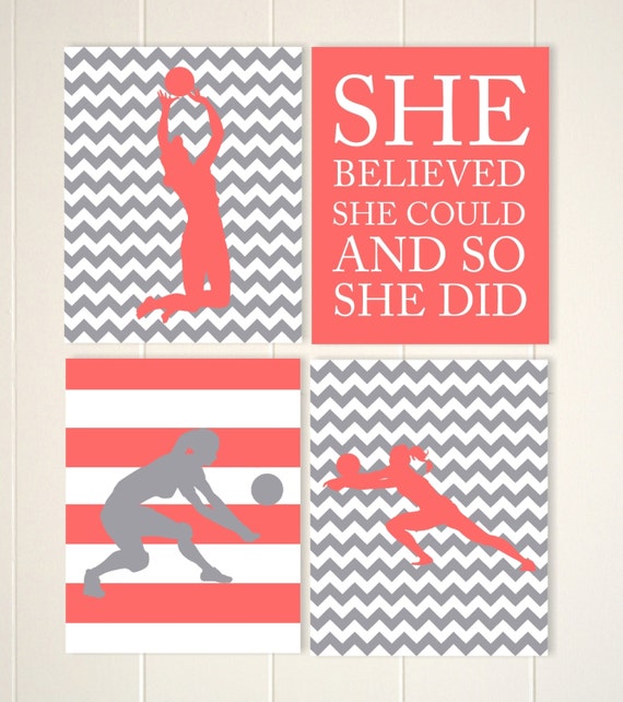 Girls Volleyball Wall Art Volleyball Room Decor Spots Quotes Etsy