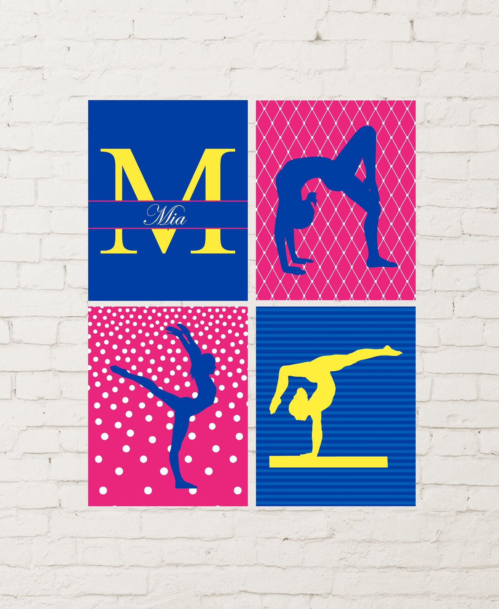 Girls wall art gymnastics wall art gymnast monogram wall Etsy