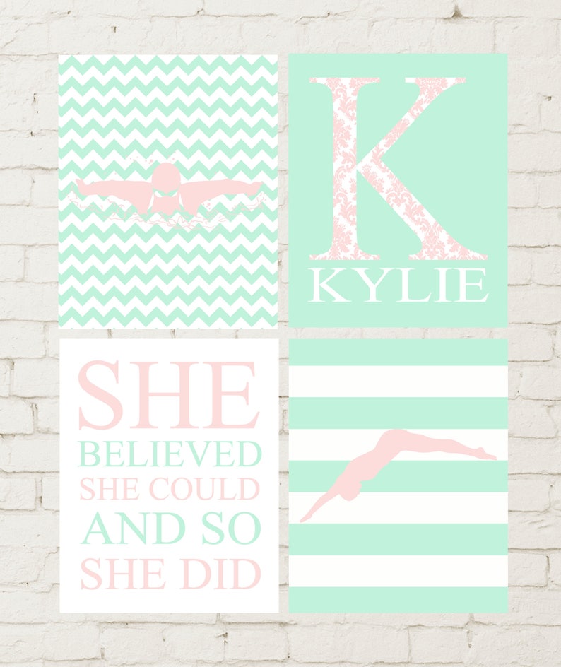 Swimming Swimmer Wall Art Inspirational Sports Art Etsy