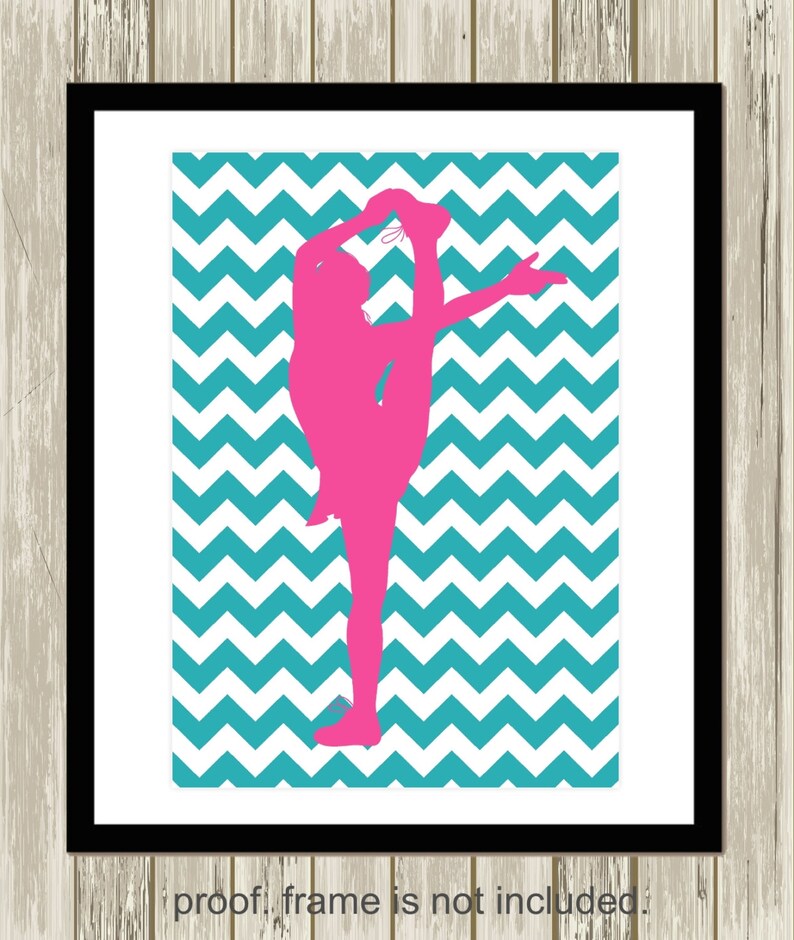 set of 6 monogram cheerleader art gift for girl teen girl wall art choose your colors and sports Gymnastics wall art dance wall art
