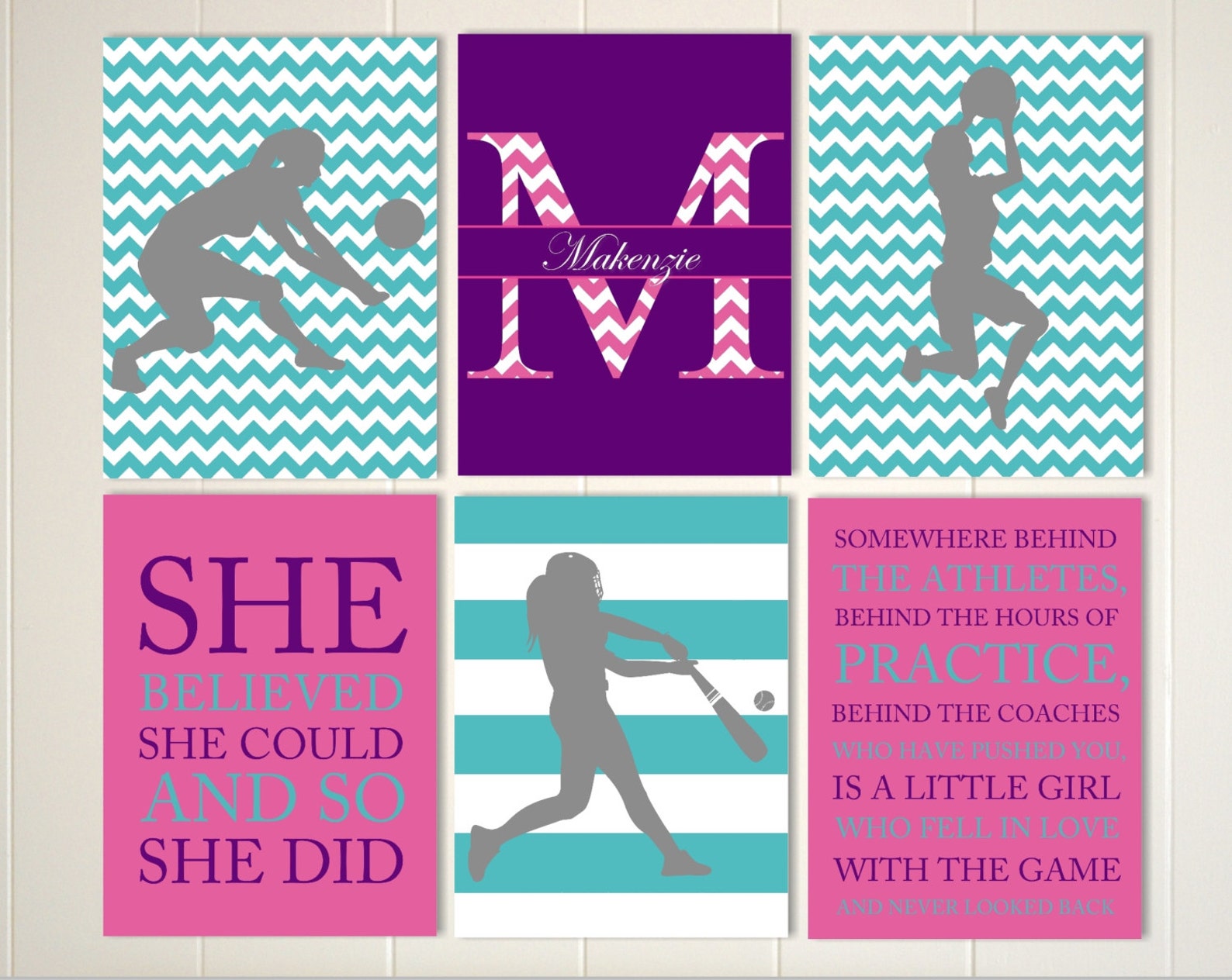 Softball Wall Art Volleyball Girls Room Art Basketball Girl Etsy