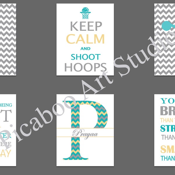 Keep calm and shot hoops, basketball girl, inspirational quote art, girls quotes wall art, sports art for girls, set of 6