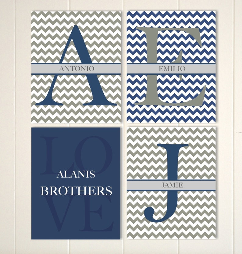 Boys Wall Art Brothers Wall Art Monogram Wall Art Siblings Etsy