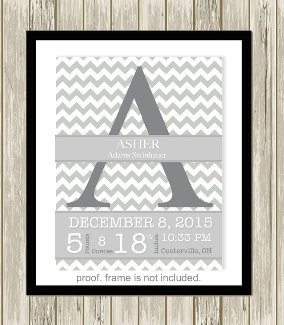 Baby Room Wall Art Monogram Nursery Birth Statistics - Chevron Wall Art For Nursery Baby Room Wall Art Monogram Nursery Birth Statistics - Chevron Wall Art For Nursery
