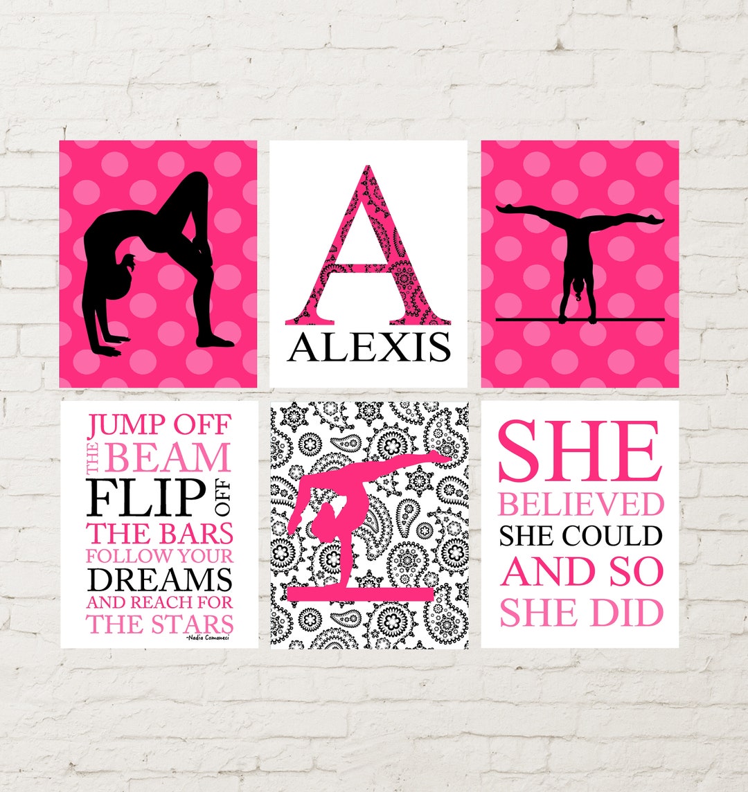 Teen Girl Wall Art Prints, Gymnastics Art Prints, Custom Sports Wall