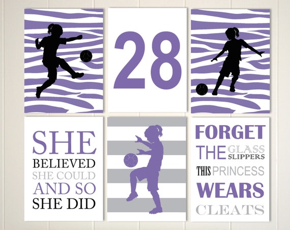 Wall Art Soccer Soccer Girl Cytaty Sportowe Zebra Akcenty Etsy