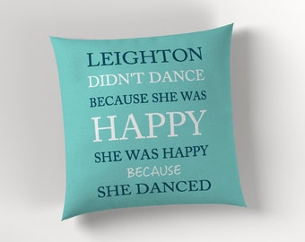 Pillow cover, throw pillow cover, custom pillow cover, dance gift, dance theme room decor, accent pillows, custom colors, text and name