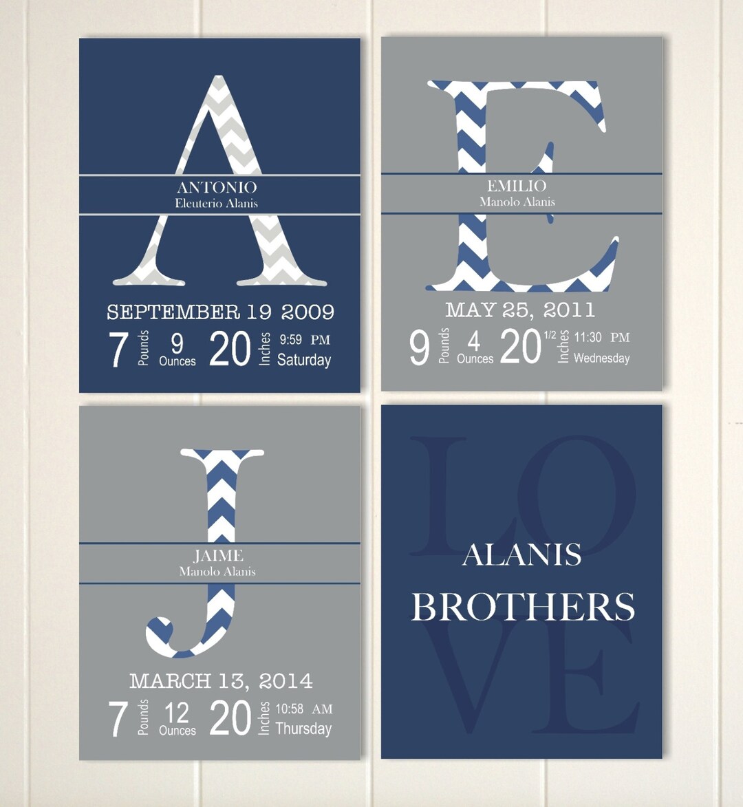 Brothers Wall Art, Monogram Wall Art, Boys Wall Art, Siblings Room