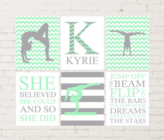 Mint Green Girls Room Decor Gymnastics Quotes Gift For Pre Etsy