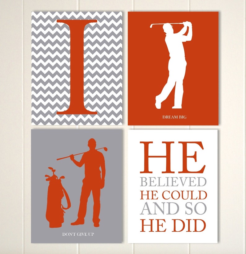 Golf Wall Art Boys Room Art Golfer Boys Inspirational Art Etsy