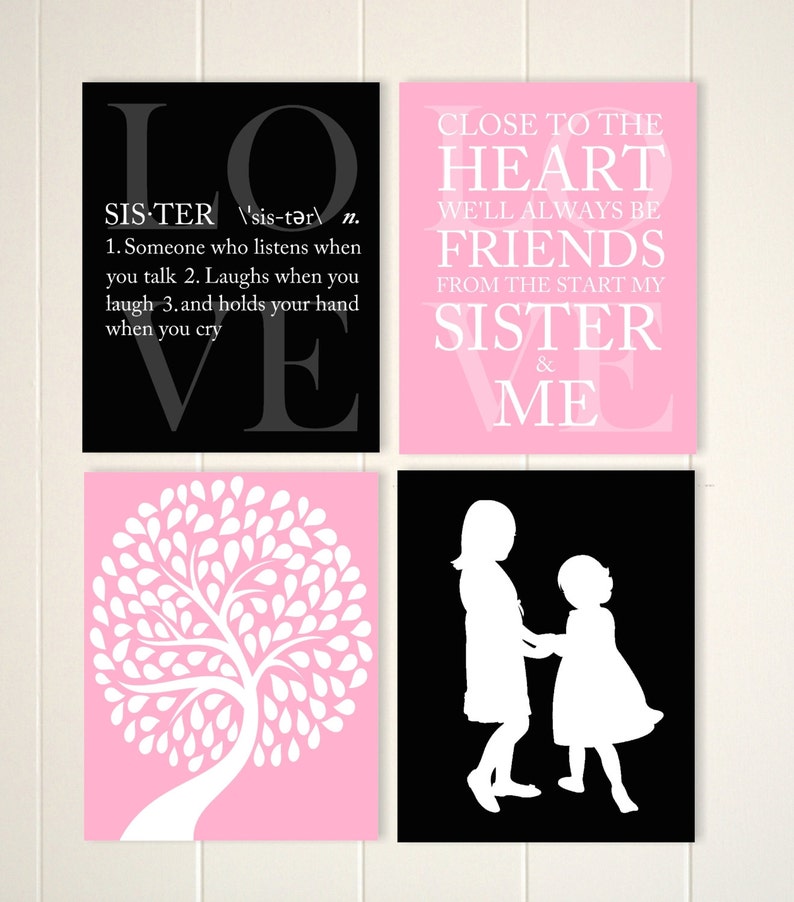 Sisters Wall Art Siblings Art Girls Wall Art Shared Bedroom Etsy
