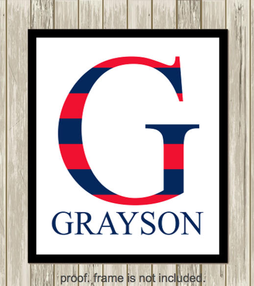 Boy Monogram Custom Name Art Boys Bedroom Decor Boys Room | Etsy