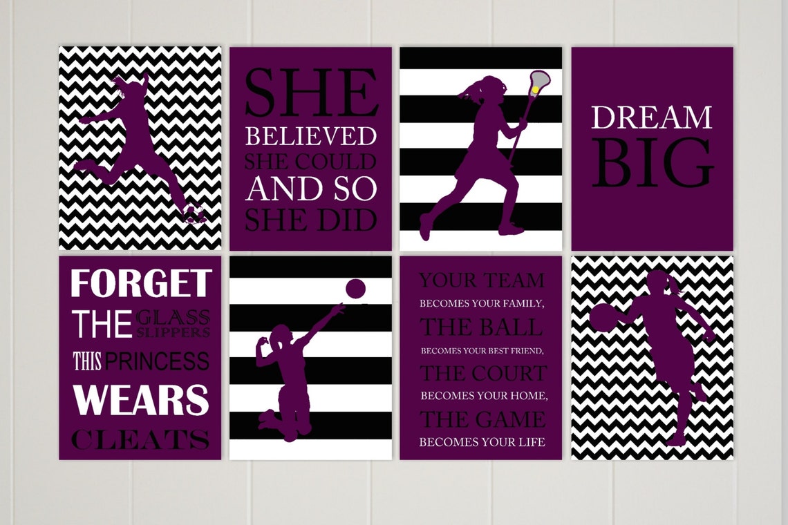 Softball Wall Art Basketball Girls Room Decor Ice Hockey Etsy