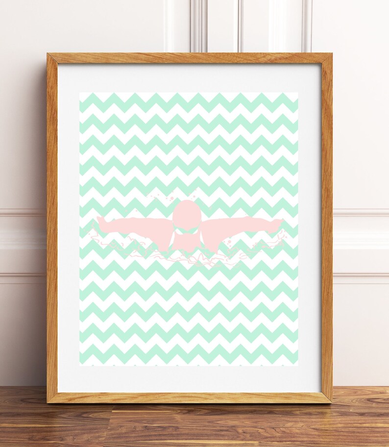Swimming Swimmer Wall Art Inspirational Sports Art Etsy