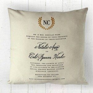 Invitación de boda, regalo de boda, almohada de tiro decorativo, invitación de boda única, regalo de boda