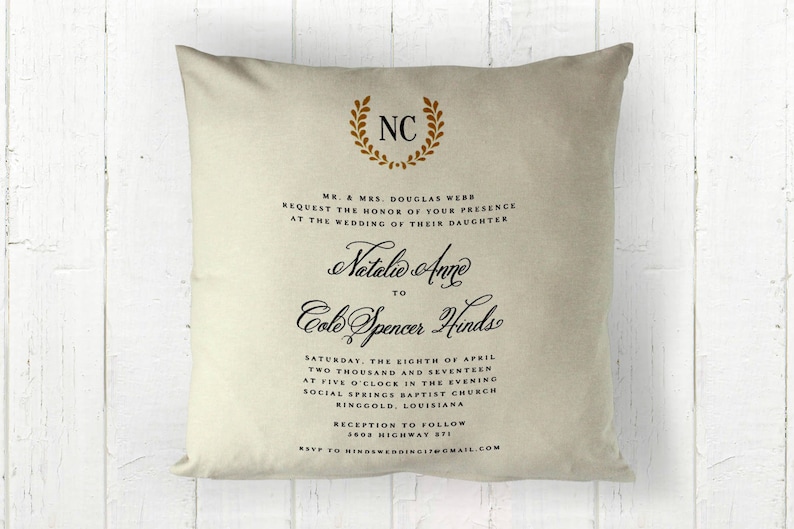 Wedding Invitation Wedding Gift Decorative Throw Pillow Etsy