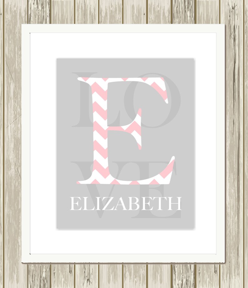Baby Girl Nursery Baby Monogram Wall Art Baby Name Wall Etsy